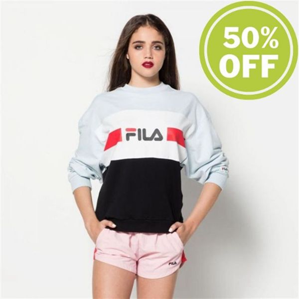 Moletons Fila Mulher Pretas - Fila Angela Crew Loja Online Portugal,UYWF-94675